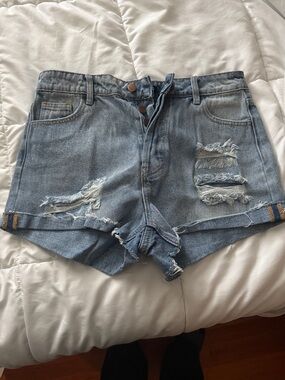Distressed Light Blue Denim Women’s Shorts